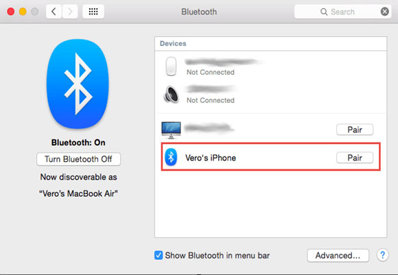Mirror iPhone to Mac via Bluetooth