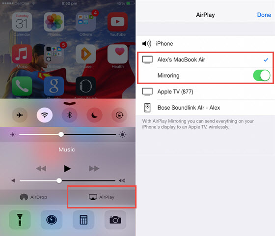Airplay Mirroring iPhone to Mac