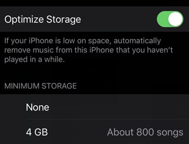 Turn off Optimize Storage to Prevent iOS 13 erase music