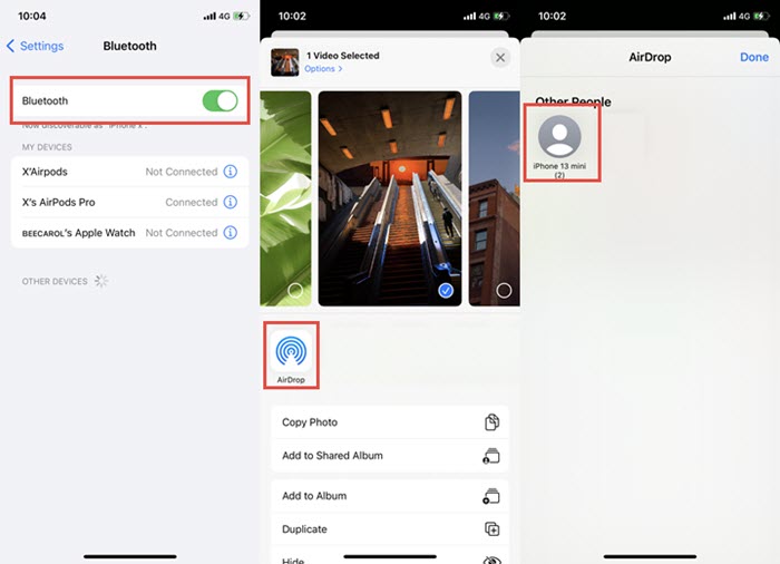 AirDrop Videos from iPhone to iPhone - step