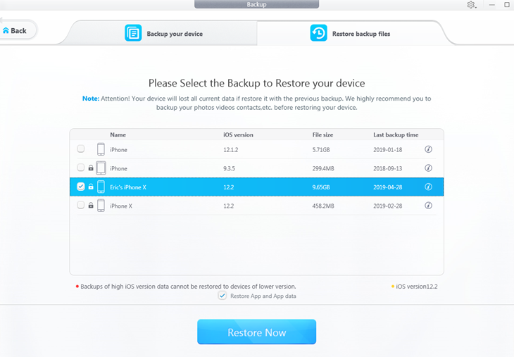 Restore iPhone backup file to new iPhone
