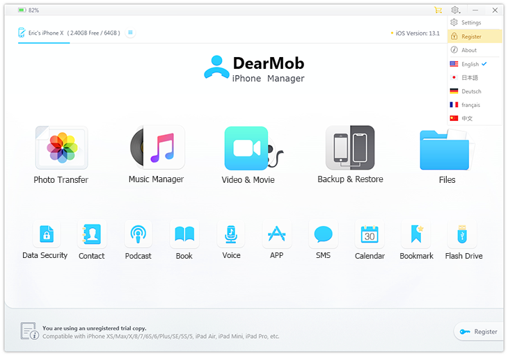 DearMob interface