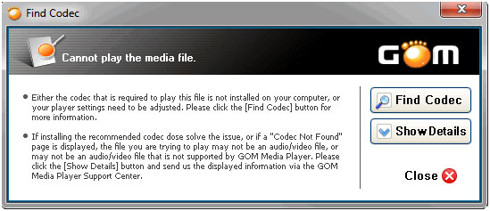 GOM Player Codec Finder