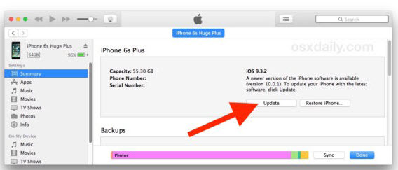 update to iOS 10 with iTunes