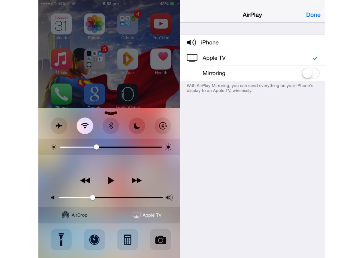 Airplay video from iPhone to TV