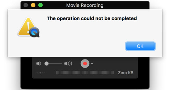 QuickTime the operation could not be completed