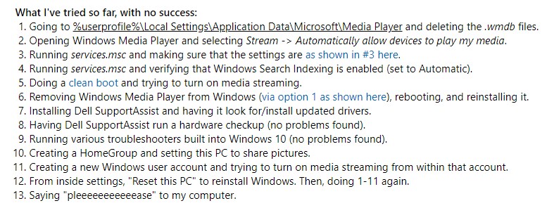 methods to solve media streaming options cannot turn on