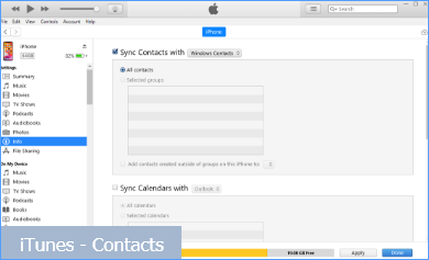 iTunes Contacts UI