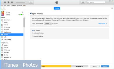 iTunes Photos UI