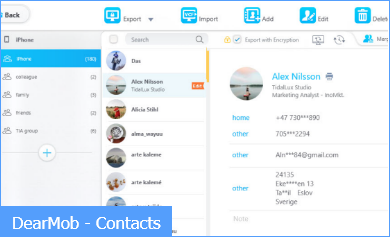 DearMob iPhone Manager Contacts UI