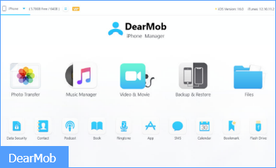 DearMob iPhone Manager Home Screen