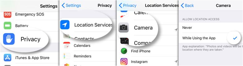 turn on iphone picture location services