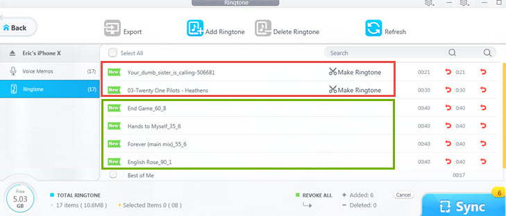 Sync Ringtone via DearMob