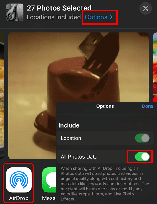Transfer iPhone Photos to iPhone AirDrop