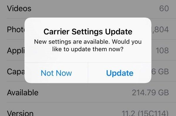 Check for Carrier Settings Updates