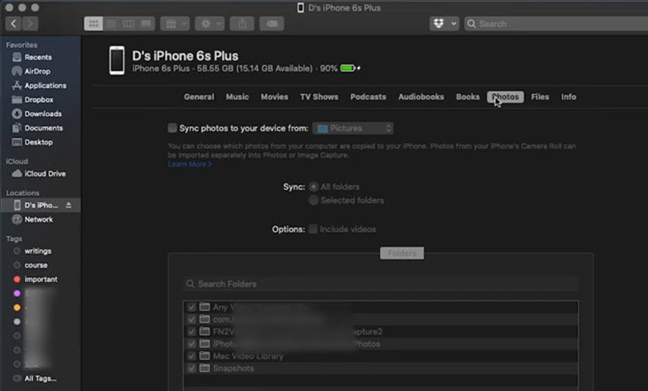Transfer Photos from Mac to iPhone with Finder