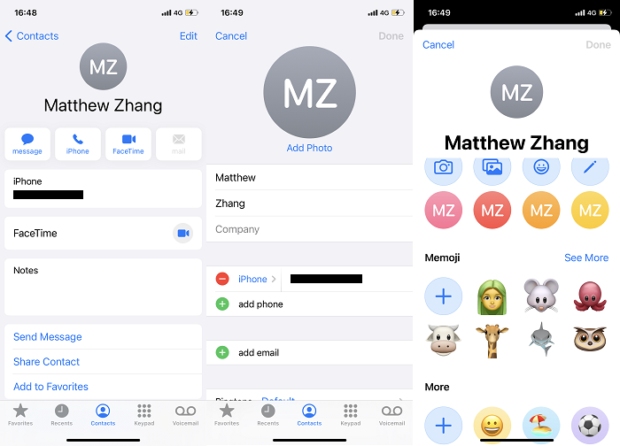 How to change contact photo on iPhone
