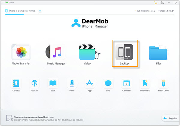 DearMob iPhone Manager fully backup iPhone