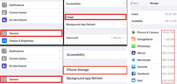 Documents and data settings on iPhone