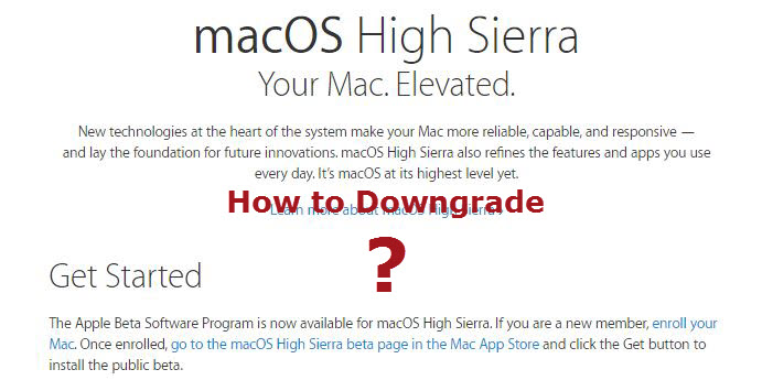 How to downgrade macOS High Sierra?