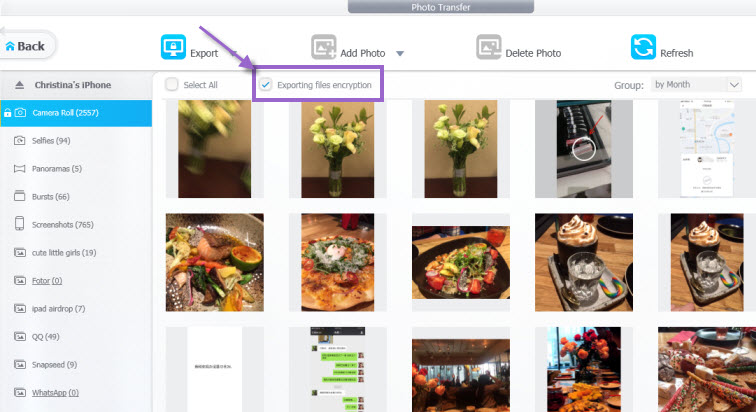 export photos with encryption