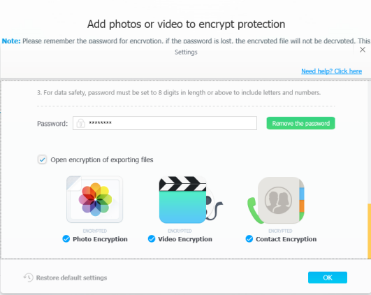 enable encryption for DearMob iPhone Manager