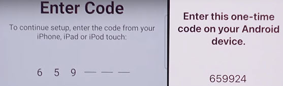 Enter code on Android when using Move to iOS app