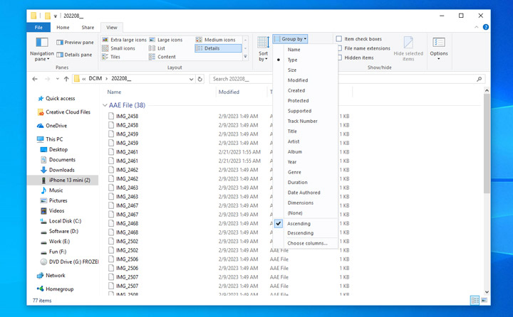 Sort Videos by Type in DCIM Folders