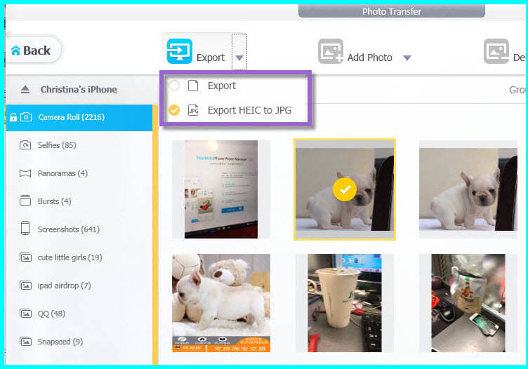 Export HEIC as JPG with DearMob iPhone Manager