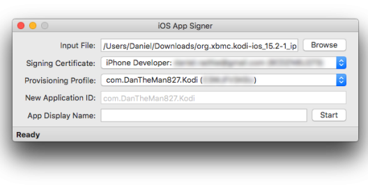 iOS APP Signer install Kodi iPhone 8