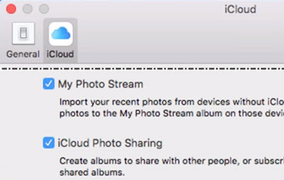 Enable iCloud photo sharing to transfer albums