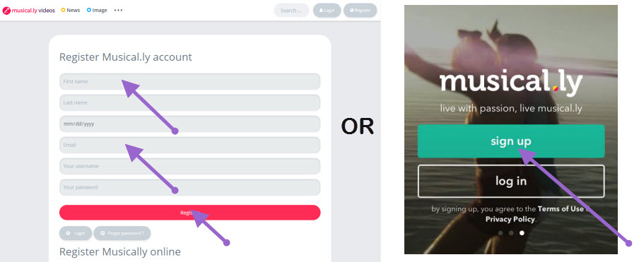 Musical.ly Sign Up for Free