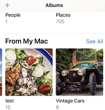 View synced albums and photos on iPhone