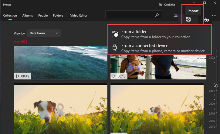 Import iPhone Photos Using Windows Photos App