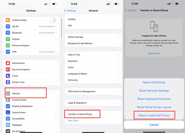 Reset iPhone privacy settings