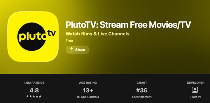 Best free movie apps for iPhone and iPad - Pluto TV