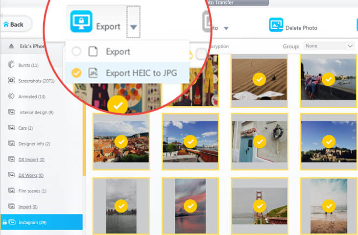 Export HEIC as JPG with DearMob iPhone Manager