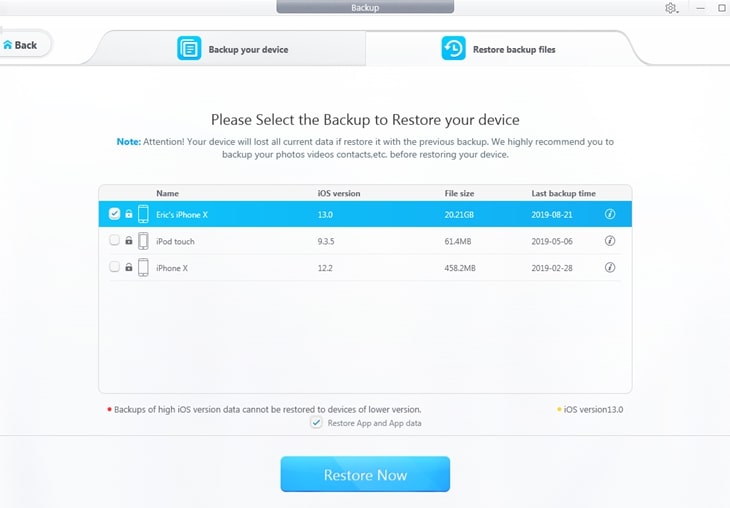 Restore iPhone from backup