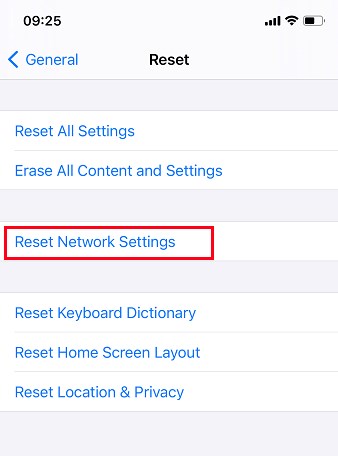 Reset Network Settings
