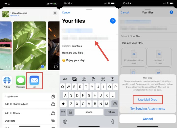 Send Videos from iPhone to iPhone via iCloud - Step