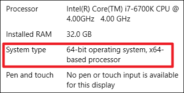 Check Windows 10 System Type