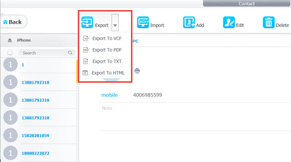 Backup iPhone Contacts to Computer