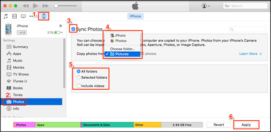 Transfer Photos via iTunes