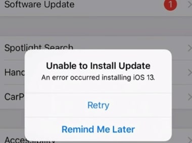 Unable to Install Update iOS 13