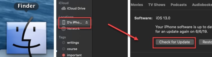 Install iOS 13 via Finder on macOS Catalina
