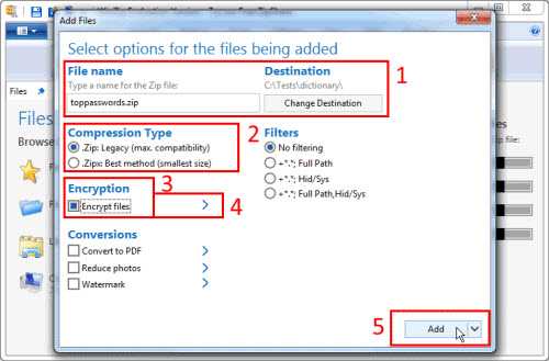 WinZip encrypt files