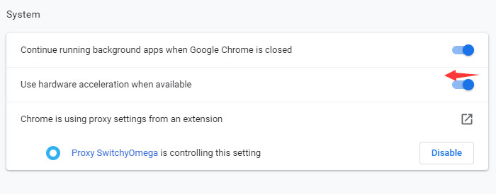 Turn off Browser Hardware Acceleration