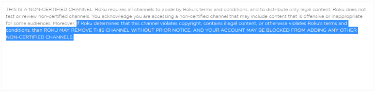 Roku Warnings