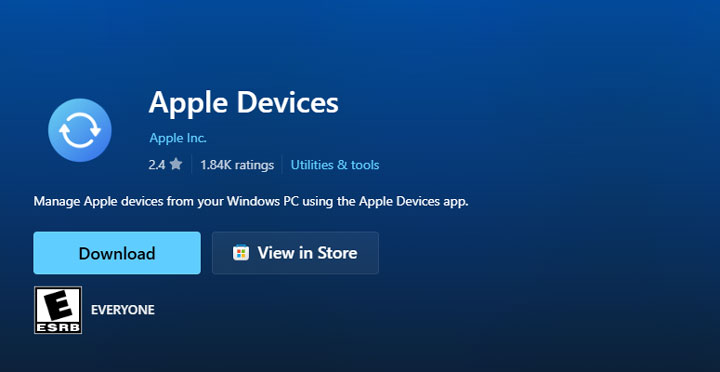 Install Apple Devices App