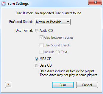 Choose Right Disc Format in Burn Settings